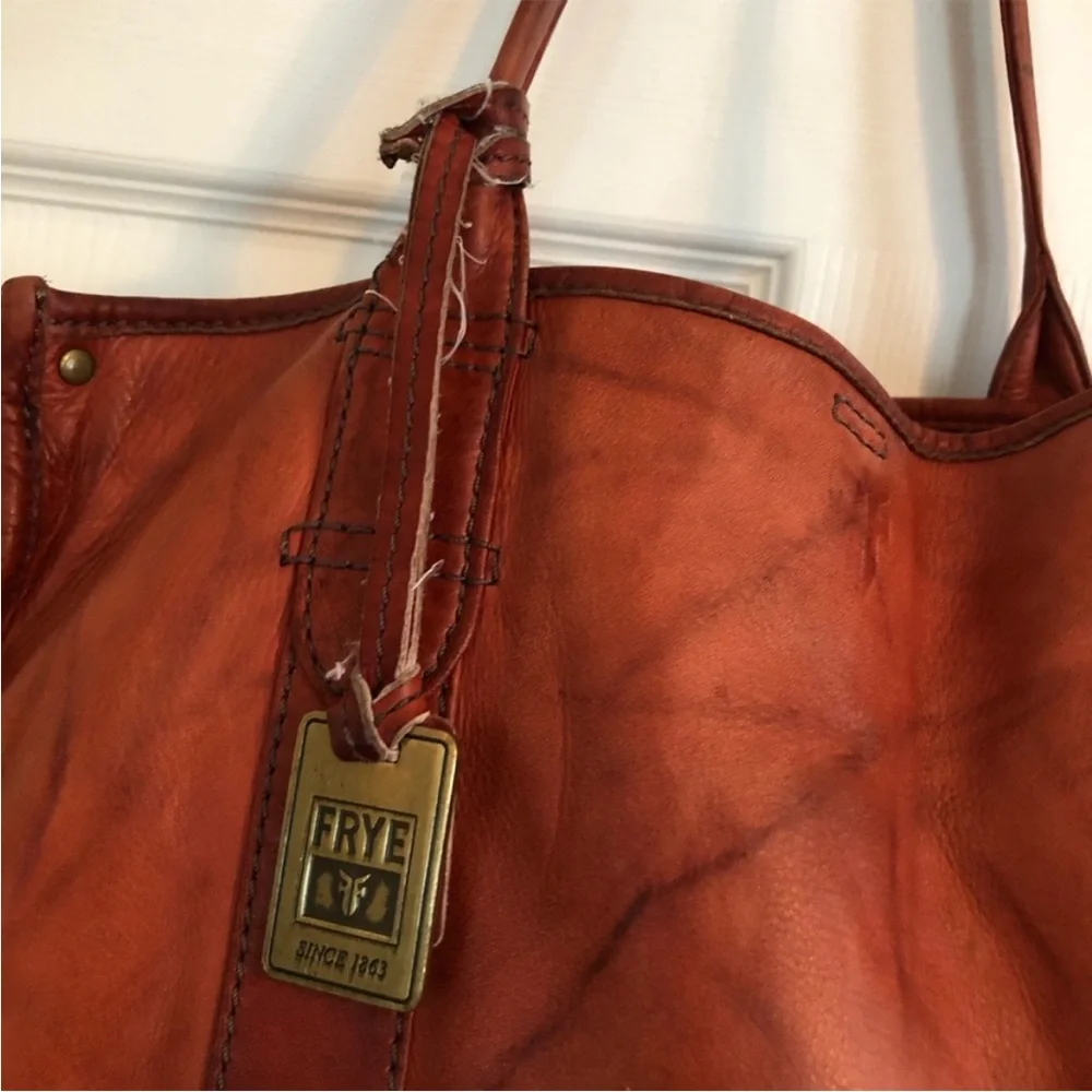 Frye leather campus shopper tote purse over night bag laptop case shoulder strap